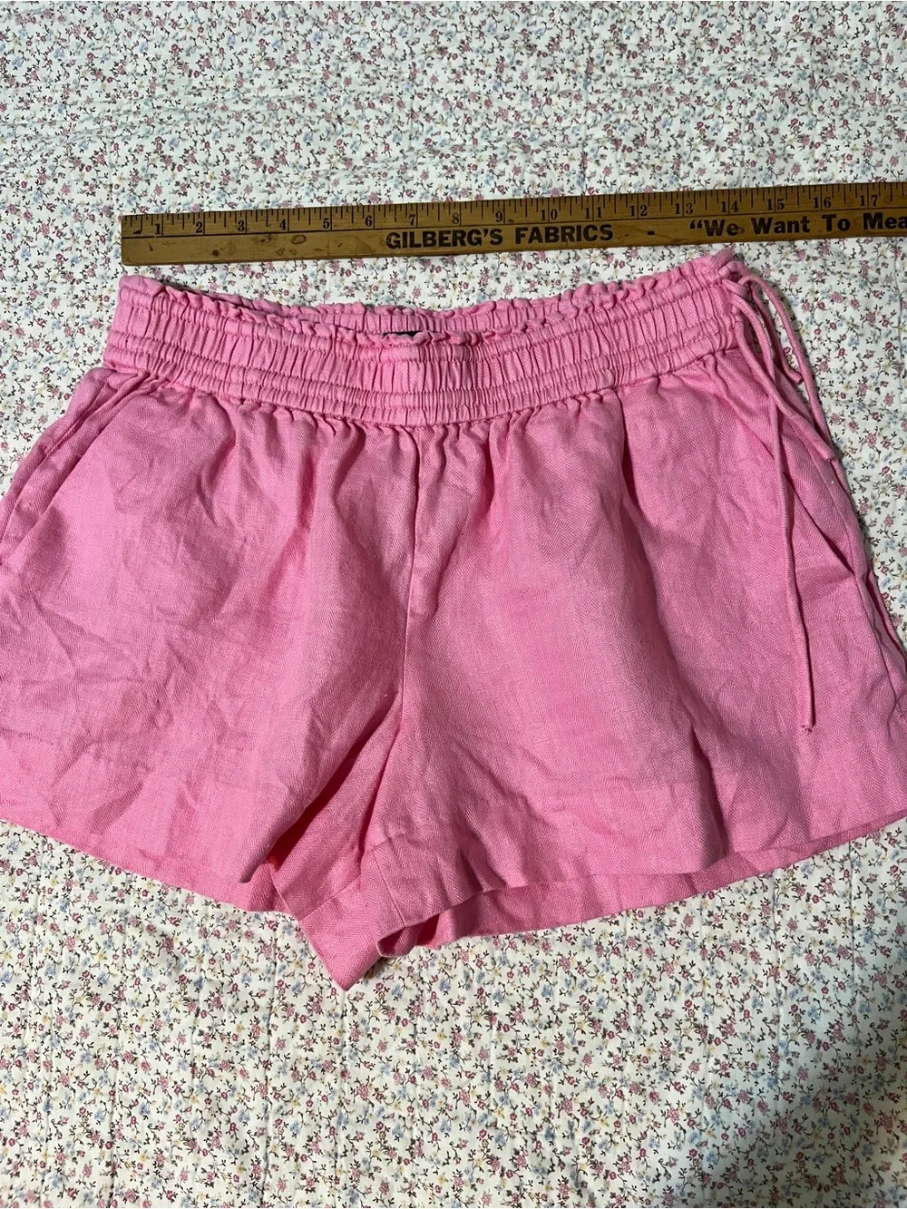 J. Crew Pink Elastic Lonen Drawstring High-Waist Shorts. Small